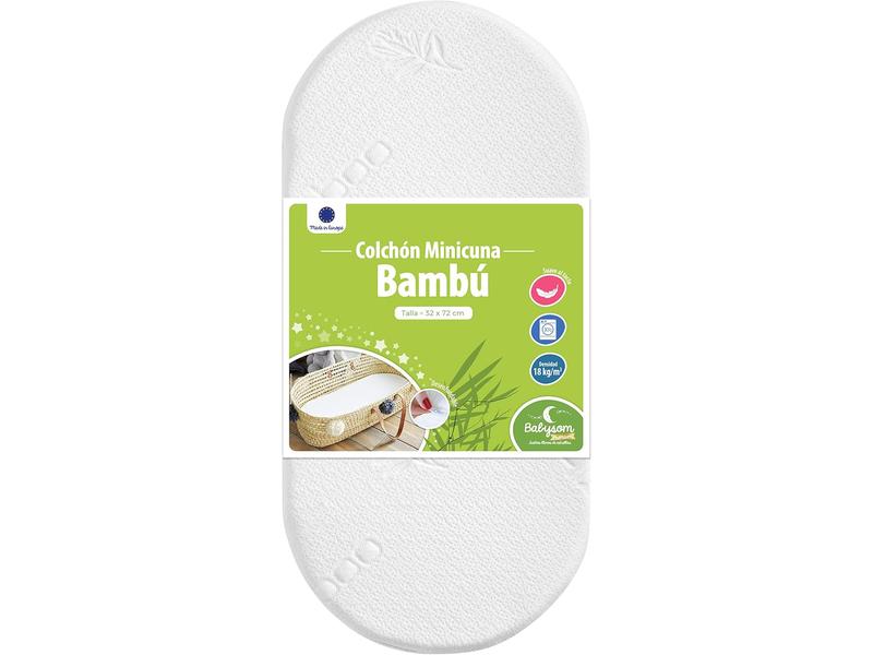 Colchón Capazo bebé Funda de Bambú 72 x 32 cm