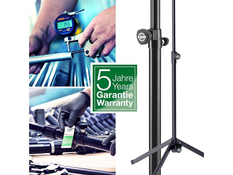 K&M 232 Tischstativ Schwarz – Stahl mit 17,5 cm Höhe – 3/8“ Gewindeanschluss – Gussrundsockel mit Trittschalldämpfung