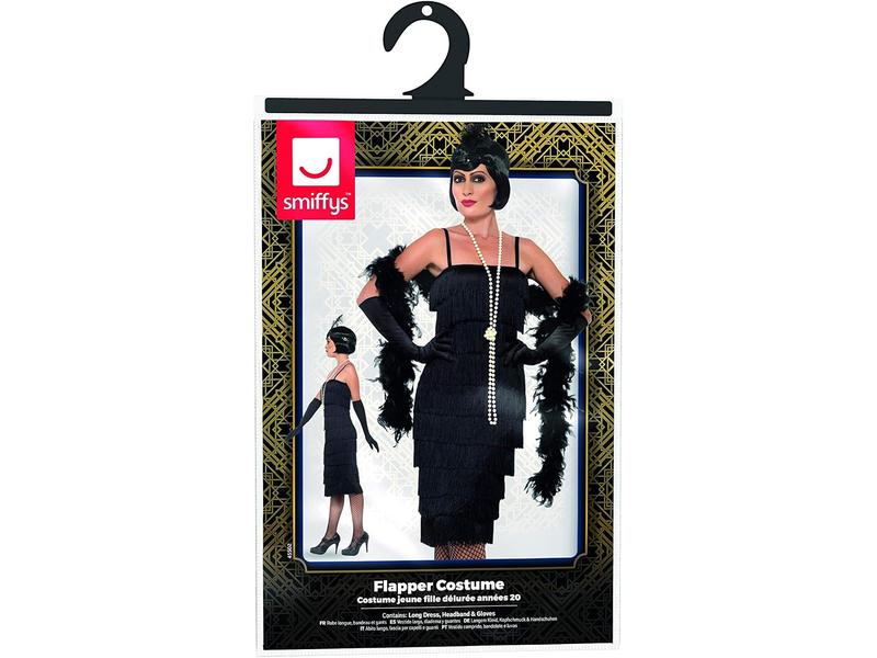 Disfraz Años 20 Smiffys Mujer Vestido Negro Guantes