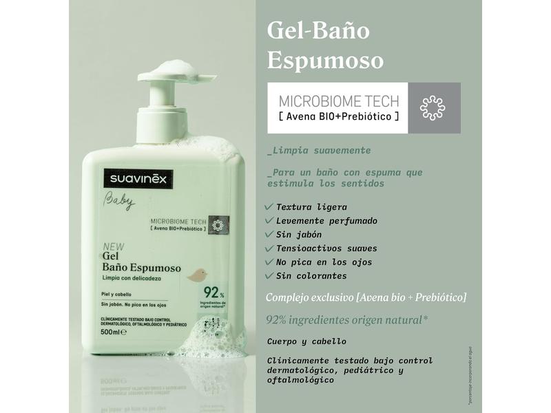 Gel  Champú  Baño Espumoso para Bebés,  suavinex