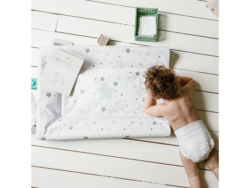 BabyCalin Luxury Changing Mat Star Grey 50 x 70 cm - Con tabla de altura impresa