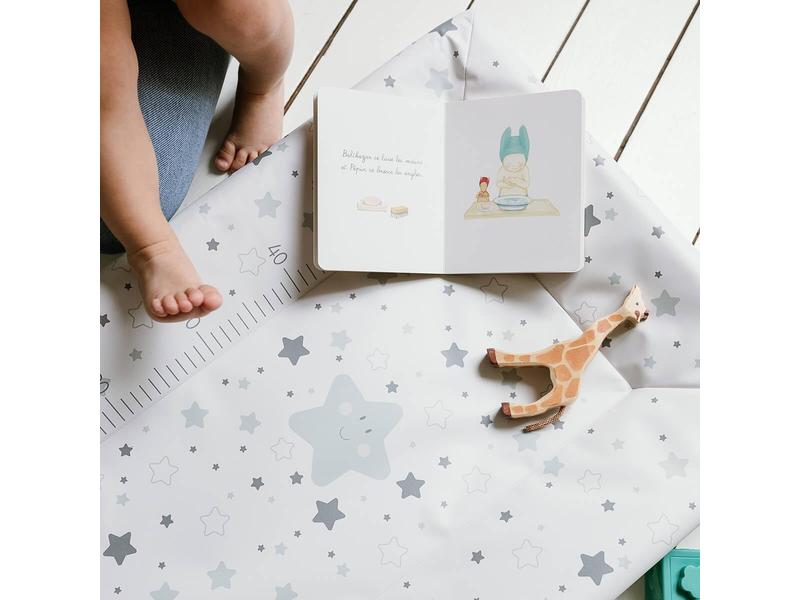 BabyCalin Luxury Changing Mat Star Grey 50 x 70 cm - Con tabla de altura impresa