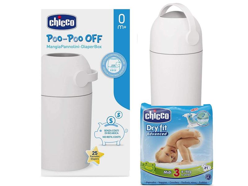 CHICCO ODOUR OFF - Cubo para pañales (4-9 kg), color plateado