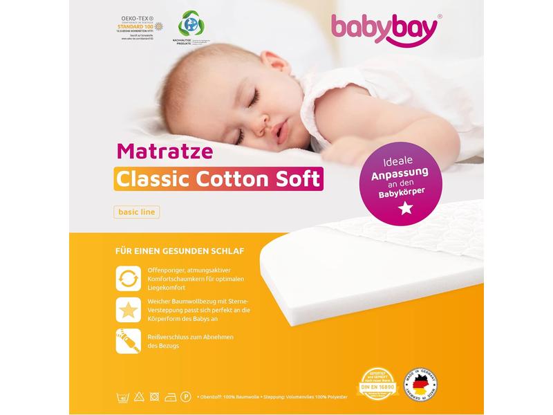 Cama colchón classic Cotton Algodón Blanco, 105 x 57.5 x 6 cm