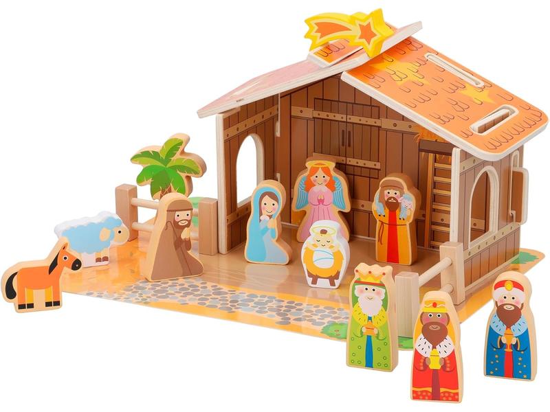 Portal de Belén de Madera Infantil, 20 Piezas WOOMAX