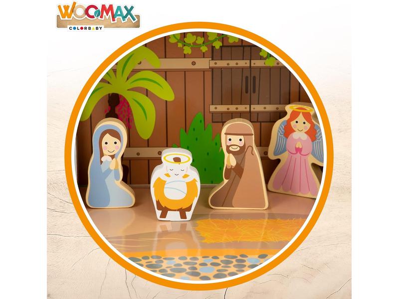 Portal de Belén de Madera Infantil, 20 Piezas WOOMAX