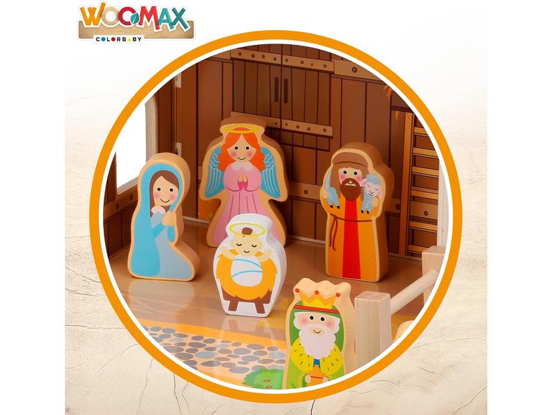 Portal de Belén de Madera Infantil, 20 Piezas WOOMAX