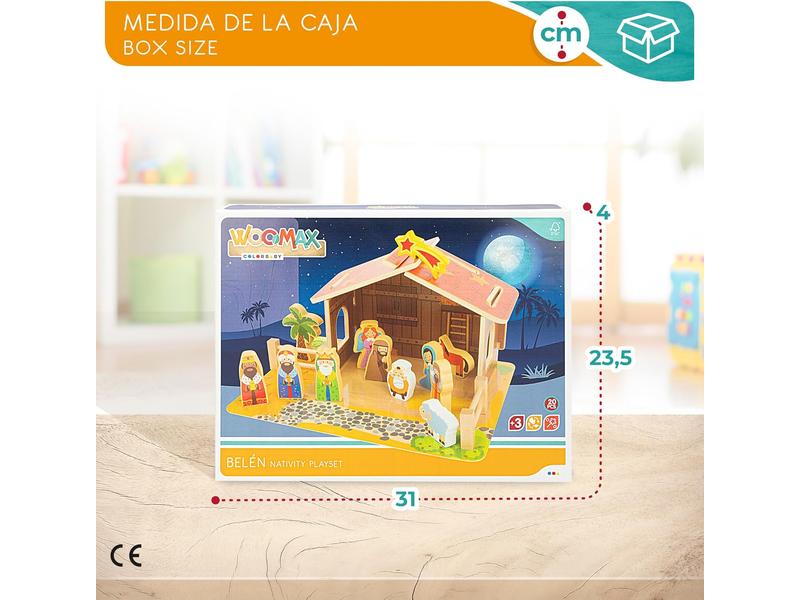 Portal de Belén de Madera Infantil, 20 Piezas WOOMAX