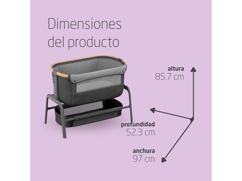 Cuna colecho bebe Lora Essential Graphite