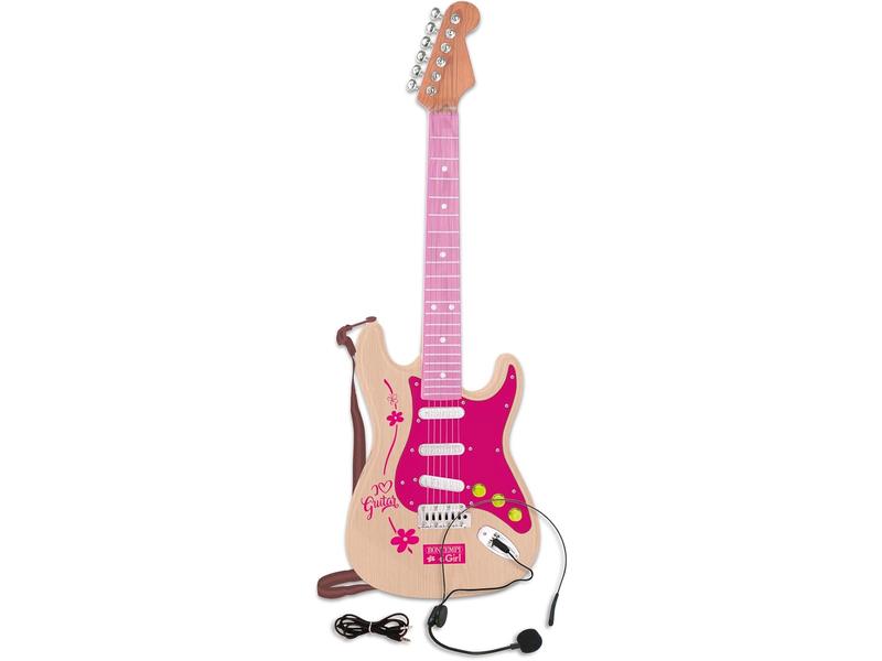 Guitarra rock Bontempi rosa con conexión