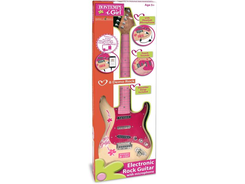 Guitarra rock Bontempi rosa con conexión