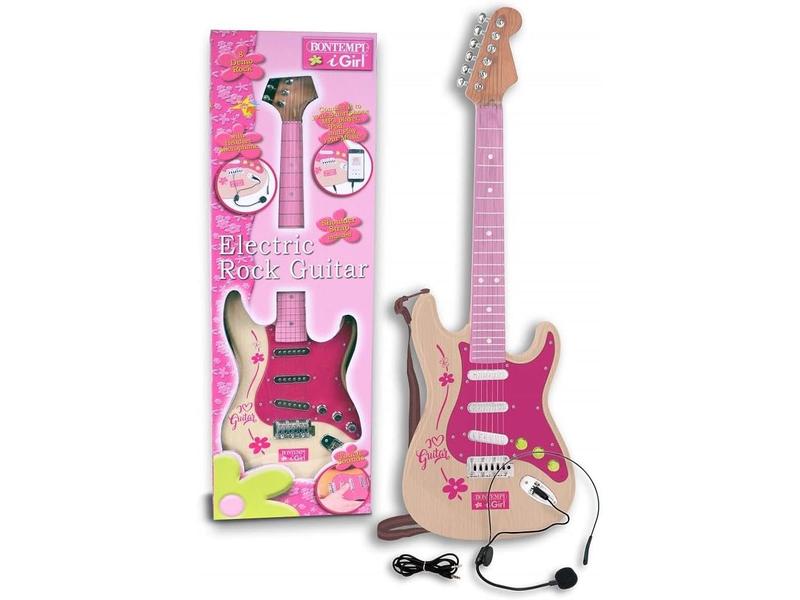Guitarra rock Bontempi rosa con conexión