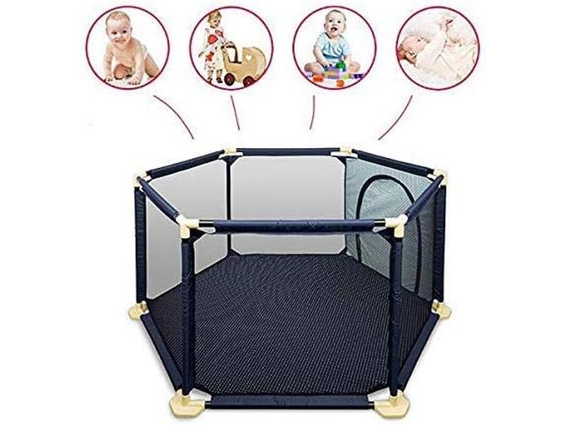 Star Ibaby Parque Infantil Bebe y Niños Pequeños con alfombra Plegable y Antideslizante, Corral Bebe a Prueba de Inclinación y Reja Segura, Fácil de Montar y Desmontar
