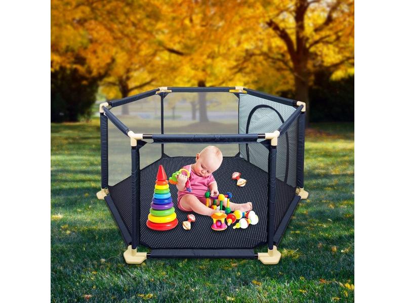Star Ibaby Parque Infantil Bebe y Niños Pequeños con alfombra Plegable y Antideslizante, Corral Bebe a Prueba de Inclinación y Reja Segura, Fácil de Montar y Desmontar