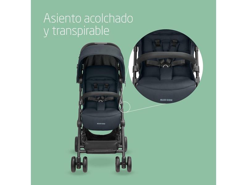 Maxi-Cosi Lara2, Silla paseo ligera, 0-4 años, 0-22 kg, silla paseo bebe, silla paseo compacta y ligera, 3 reclinaciones, reclinación total, plegado automático, Essential Graphite