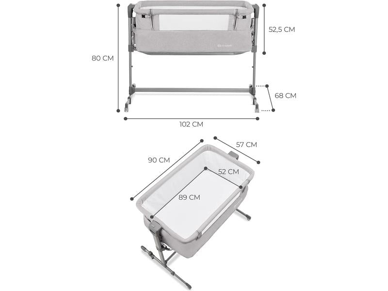 Kinderkraft Cuna Colecho 2 en 1 NESTE UP, Ajustable, Plegable, Accesorios, Gris