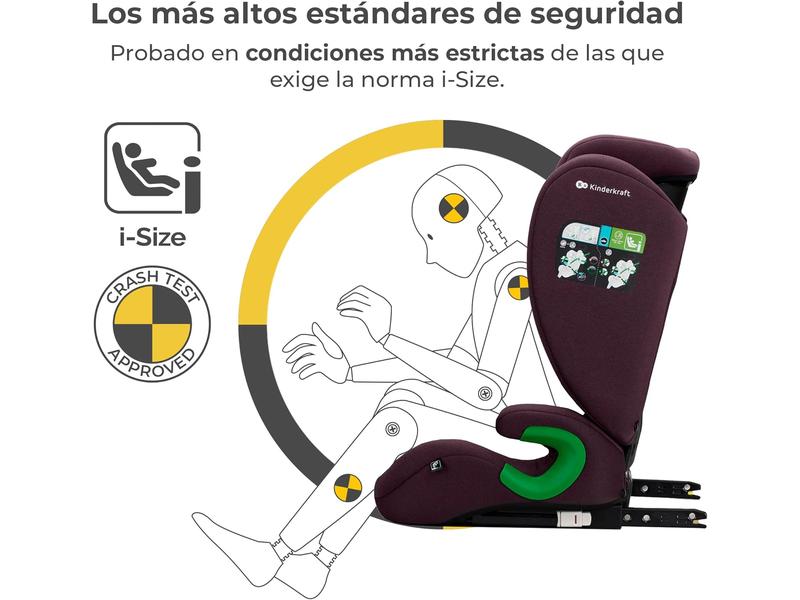 kk Kinderkraft JUNIOR FIX Silla coche Isofix, I-SIZE - Silla universal de cochepara bebé y niños, Sillade, Cinturón, Grupo 2/3, de 15 a 36 kg, Rojo