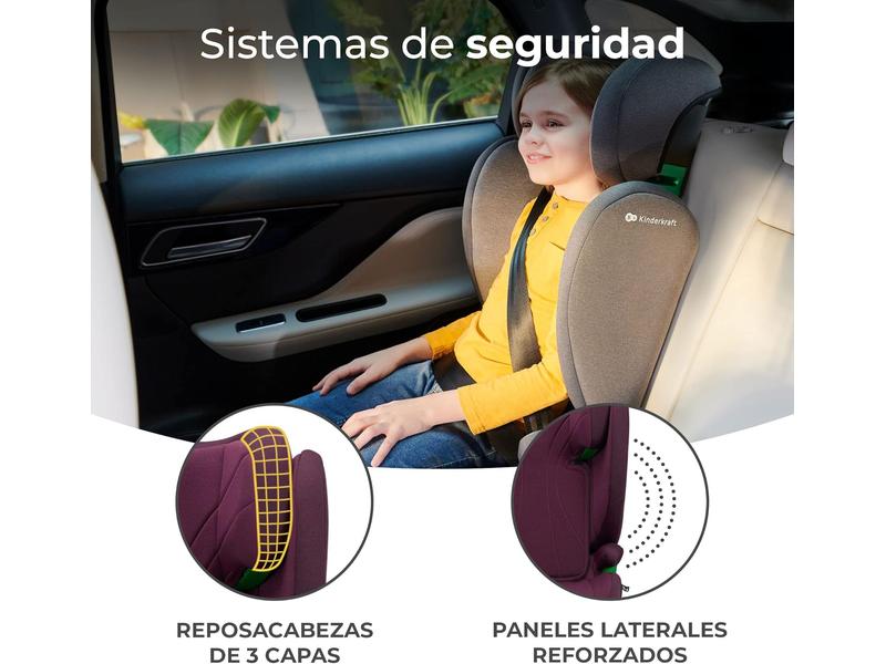 kk Kinderkraft JUNIOR FIX Silla coche Isofix, I-SIZE - Silla universal de cochepara bebé y niños, Sillade, Cinturón, Grupo 2/3, de 15 a 36 kg, Rojo