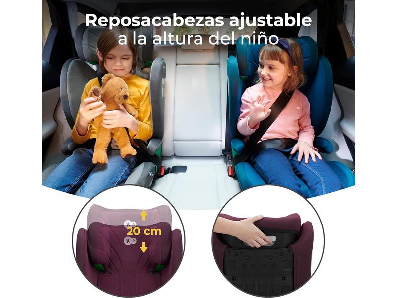 kk Kinderkraft JUNIOR FIX Silla coche Isofix, I-SIZE - Silla universal de cochepara bebé y niños, Sillade, Cinturón, Grupo 2/3, de 15 a 36 kg, Rojo
