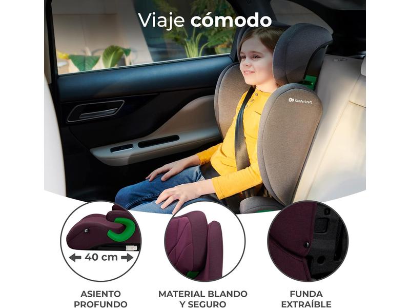 kk Kinderkraft JUNIOR FIX Silla coche Isofix, I-SIZE - Silla universal de cochepara bebé y niños, Sillade, Cinturón, Grupo 2/3, de 15 a 36 kg, Rojo