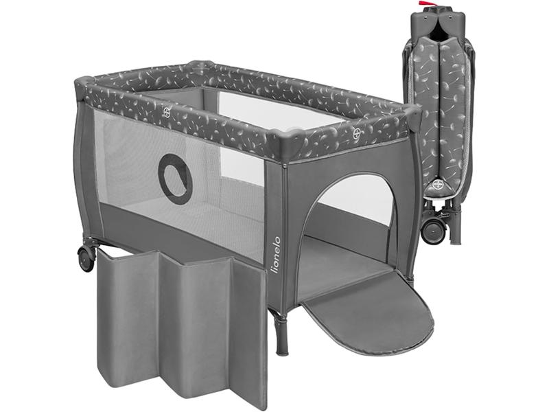 LIONELO Stefi Plus 2 en 1 Cuna de viaje y corralito de bebé de hasta 15 kg con acceso lateral con cremallera, colchón de espuma