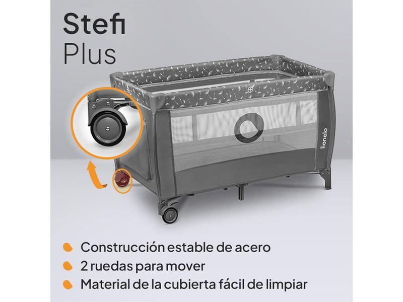 LIONELO Stefi Plus 2 en 1 Cuna de viaje y corralito de bebé de hasta 15 kg con acceso lateral con cremallera, colchón de espuma