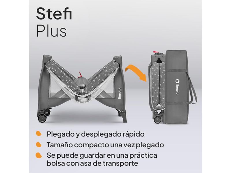 LIONELO Stefi Plus 2 en 1 Cuna de viaje y corralito de bebé de hasta 15 kg con acceso lateral con cremallera, colchón de espuma