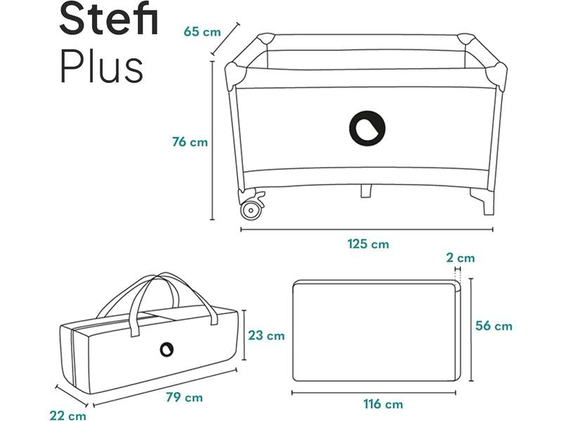 LIONELO Stefi Plus 2 en 1 Cuna de viaje y corralito de bebé de hasta 15 kg con acceso lateral con cremallera, colchón de espuma