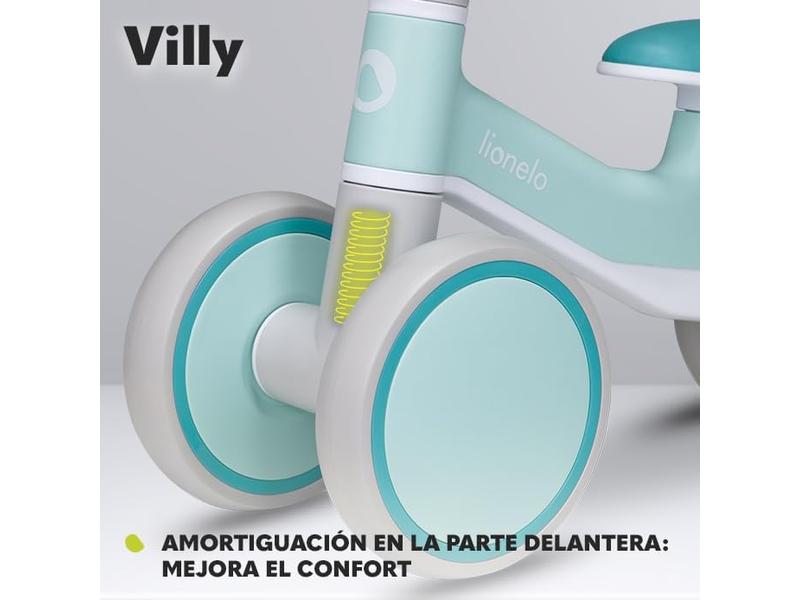 LIONELO VILLY Bicicleta de Equilibrio Ligera, Correpasillos para bebés 4 Ruedas de 1 a 3 años (hasta 30 kg), Amortiguación Delantera, Asiento ergonómico, Regalo para niñas y niños (Turquoise)