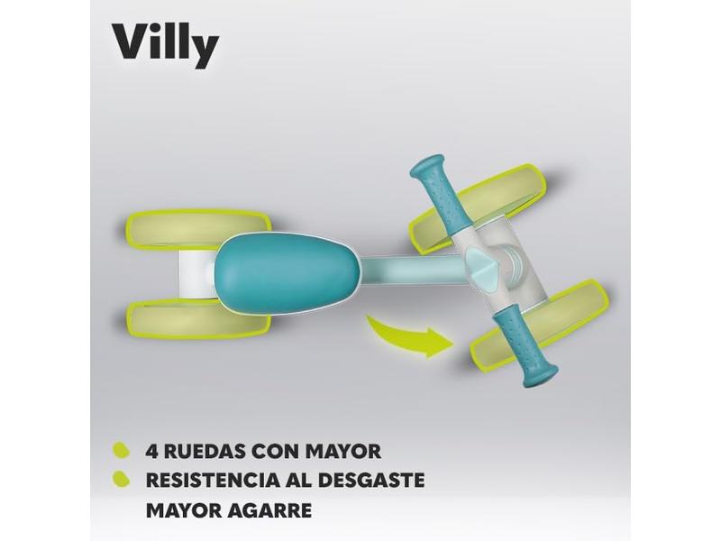 LIONELO VILLY Bicicleta de Equilibrio Ligera, Correpasillos para bebés 4 Ruedas de 1 a 3 años (hasta 30 kg), Amortiguación Delantera, Asiento ergonómico, Regalo para niñas y niños (Turquoise)