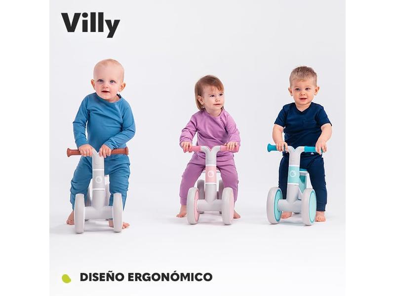 LIONELO VILLY Bicicleta de Equilibrio Ligera, Correpasillos para bebés 4 Ruedas de 1 a 3 años (hasta 30 kg), Amortiguación Delantera, Asiento ergonómico, Regalo para niñas y niños (Turquoise)