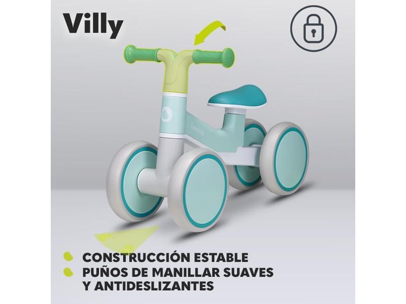 LIONELO VILLY Bicicleta de Equilibrio Ligera, Correpasillos para bebés 4 Ruedas de 1 a 3 años (hasta 30 kg), Amortiguación Delantera, Asiento ergonómico, Regalo para niñas y niños (Turquoise)