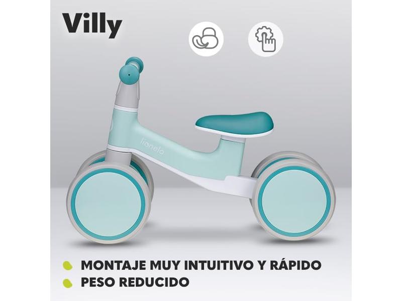 LIONELO VILLY Bicicleta de Equilibrio Ligera, Correpasillos para bebés 4 Ruedas de 1 a 3 años (hasta 30 kg), Amortiguación Delantera, Asiento ergonómico, Regalo para niñas y niños (Turquoise)