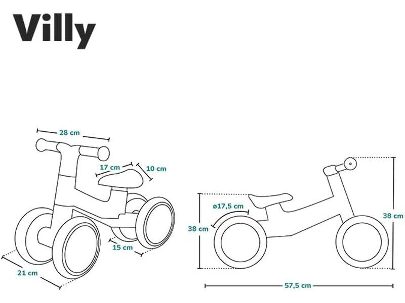 LIONELO VILLY Bicicleta de Equilibrio Ligera, Correpasillos para bebés 4 Ruedas de 1 a 3 años (hasta 30 kg), Amortiguación Delantera, Asiento ergonómico, Regalo para niñas y niños (Turquoise)