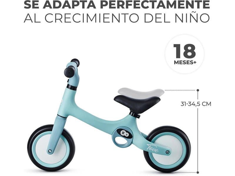 Kinderkraft TOVE Bicicleta sin Pedales, Bicicleta Niño 18 Meses, Bicicleta 2 Ruedas, Bicicleta de Equilibrio, Sillín Ajustable, 25 kg, Menta