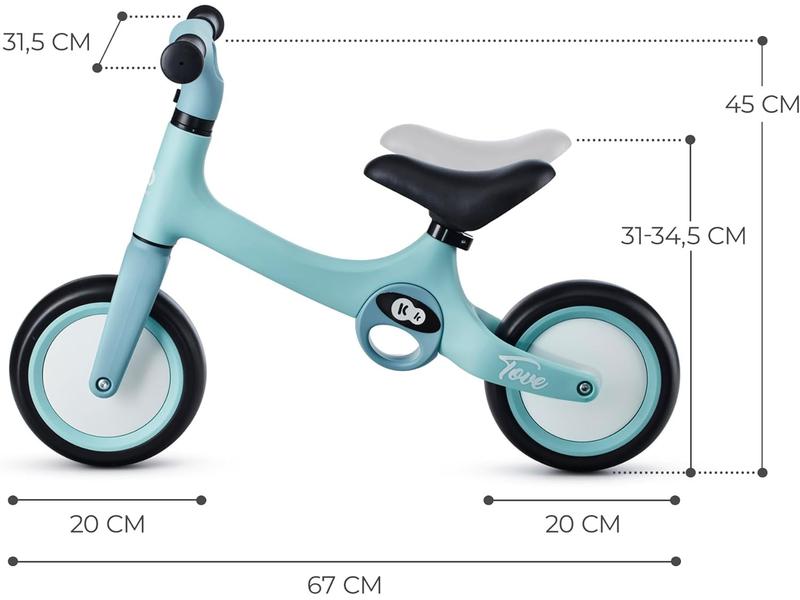 Kinderkraft TOVE Bicicleta sin Pedales, Bicicleta Niño 18 Meses, Bicicleta 2 Ruedas, Bicicleta de Equilibrio, Sillín Ajustable, 25 kg, Menta
