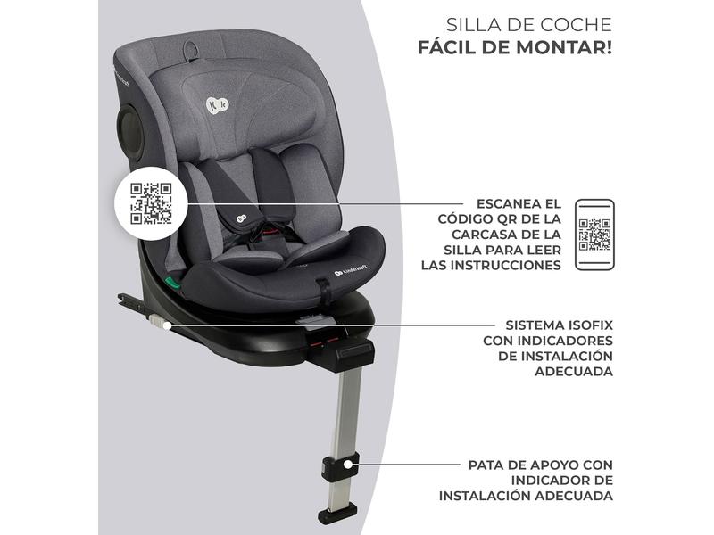 Silla de coche Kinderkraft I-360 G/ 0 1 2 3, Gris