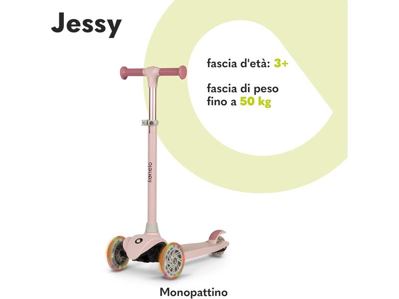 LIONELO Jessy Scooter de Equilibrio para niños de 3 años hasta 50 kg, Scooter de 3 Ruedas Ligero con Ajuste de Altura, Ruedas LED, Plataforma Antideslizante