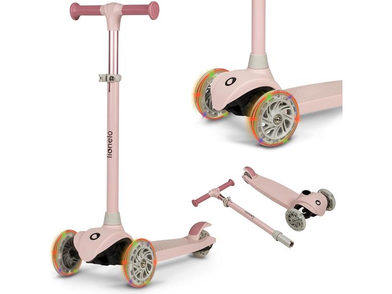 LIONELO Jessy Scooter de Equilibrio para niños de 3 años hasta 50 kg, Scooter de 3 Ruedas Ligero con Ajuste de Altura, Ruedas LED, Plataforma Antideslizante