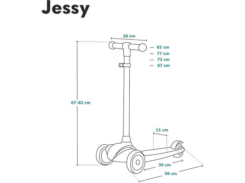 LIONELO Jessy Scooter de Equilibrio para niños de 3 años hasta 50 kg, Scooter de 3 Ruedas Ligero con Ajuste de Altura, Ruedas LED, Plataforma Antideslizante